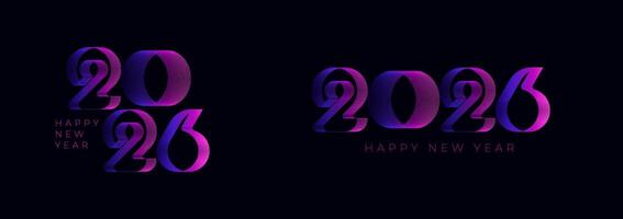 Happy New Year 2026 glitch line style in vibrant colour , celebration, greeting card, invitation, calendar concept. Design template post new year 2026. vector