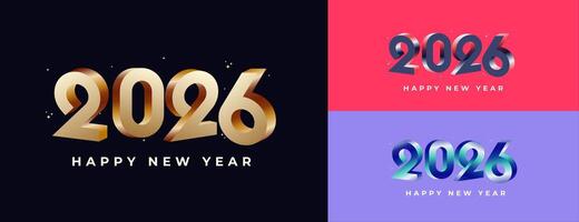 Happy New Year 2026 in 3d style with luxury and elegant colour , celebration, greeting card, invitation, calendar concept. Design template post new year 2026. vector