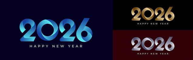 Happy New Year 2026 abstract twist in Colorful Gradient, Luxury Gold and Elegant Silver , celebration, greeting card, invitation, calendar concept. Design template post new year 2026. vector