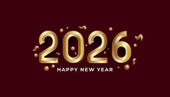 Happy New Year 2026 in 3d shiny gold colour, celebration, greeting card, invitation, calendar concept. Design template post new year 2026. vector