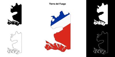 Tierra del Fuego outline map set vector
