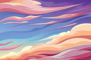 A colorful painting of clouds with a blue sky vector