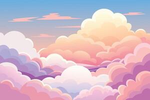 Clouds in the sky with a pink and purple background vector