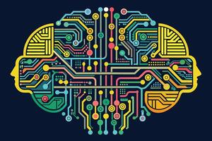 The brain is made up of electronic circuit boards vector