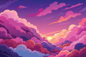 A colorful sky with clouds and sun vector