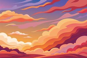 A colorful sunset with clouds and clouds vector