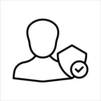 User profile with shield and check mark Icon Symbol isolated white background. illustration. color editable. vector
