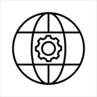 Globe gear Icon Symbol isolated white background. illustration. color editable. vector