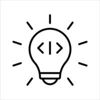 Lightbulb coding Icon Symbol isolated white background. illustration. color editable. vector
