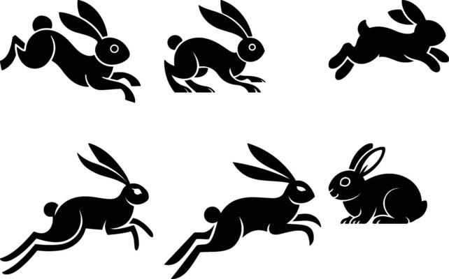 The set silhouettes of wild hares