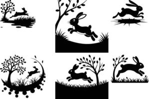 Set of rabbit silhouettes Set of rabbit silhouettes vector