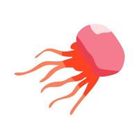 A cartoonish drawing of a red octopus with a pink head. The octopus is shown in motion, with its tentacles spread out. The image has a playful and whimsical mood, with the bright colors of the octopus vector