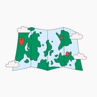 Hand Drawn Map with Pinpoints vector