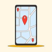 Mobile Phone with Navigation Map Illustration vector