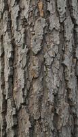 close up of the gray bark of a tree with deep cracks and raised protrusions. The structure and texture create a unique pattern, background photo