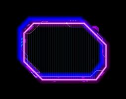 Mobile game electronic neon UI menu frame vector