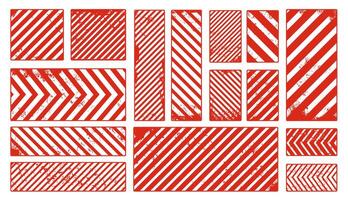 Caution and warning grunge red stripes and frames vector