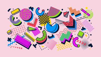 Abstract memphis shapes pattern background vector