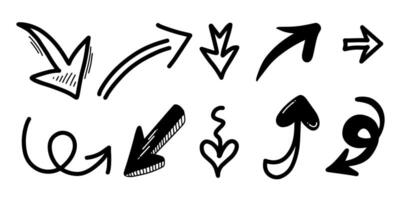 Set of arrows with different shapes on a white background vector
