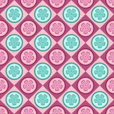 Geometric tropical pattern with guava slices on the tiles