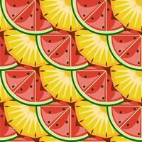 Watermelon and pineapple slices seamless pattern vector