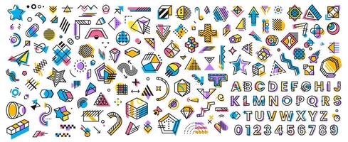 Abstract geometric memphis shapes vector