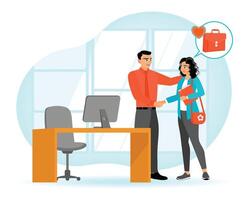 Handshake in office environment expressing professional collaboration vector