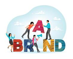 build branding to create brand awareness advertising, product or company value strategy vector