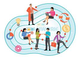 Idea of strategy and achievement in teamwork. teamwork concept. vector