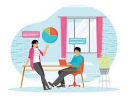 Colleagues in an Office Interacting During a Presentation vector