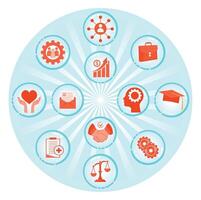 Circular Diagram Representing Key Life Aspects and Modern Concepts vector