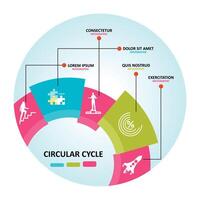 Circular infographic depicting data flow and business elements vector