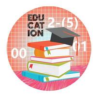 Stack of Books With Graduation Cap Symbolizing Education and Knowledge. vector