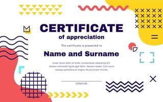 Certificate template with geometric shapes vector