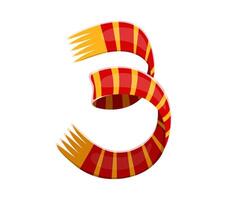 Autumn thanksgiving font scarf digit 3 three vector