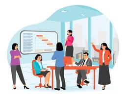 Workers are having a meeting in the office, they collective thinking and brainstorming vector