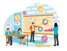 Business Presentation, Data Insights in a Collaborative Workplace Environment vector