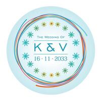 brand name design with circular floral design vector