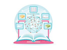 Digital Learning Concept. E Learning, E Books, Online Courses. vector