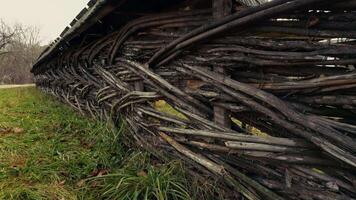 Ancient wall made of intertwined branches video