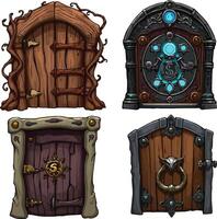 four different doors in different styles vector