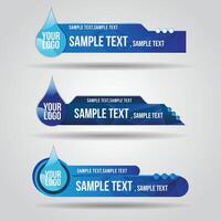 Lower third blue eco nature drop water design template modern contemporary. Set of banners bar screen broadcast bar name. Collection of lower third vector