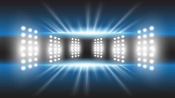 Abstract technology background stadium stage hall with scenic lights of round futuristic technology user interface Blue lighting stage spotlight background. vector