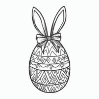Easter Egg with Bunny Ears and Intricate Geometric Patterns Perfect for Coloring and Crafting vector