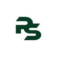 letter ps simple linked green geometric logo vector