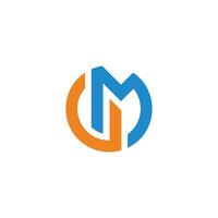 letter vm circles linear simple geometric colorful logo vector