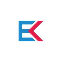 letter ek ke linked colorful arrow simple logo vector