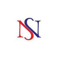 letter ns linked colorful font logo simple vector