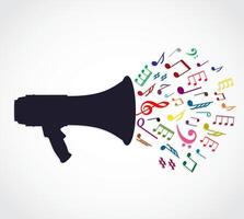 megaphone with color music note vector