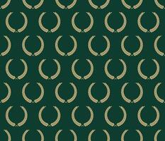 gold laurel wreath with green background seamless pattern vector